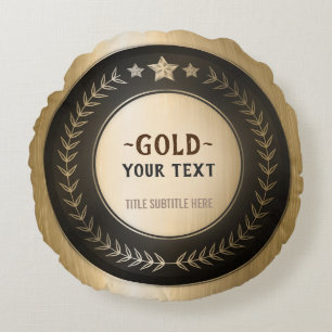 BENUTZERDEFINIERTER DRUCK DIY-MEDAILLE Gold #1 LOG Rundes Kissen