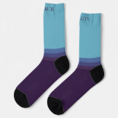Benutzerdefinierter, dunkelblauer Lila Farbblock Socken (Linkes Detail)