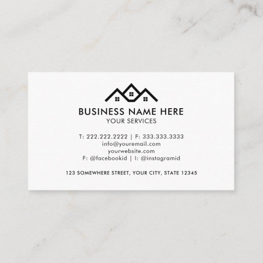 Benutzerdefinierter Dunkelschwarz-Weiß-Real-Anwese Visitenkarte (Rückseite)