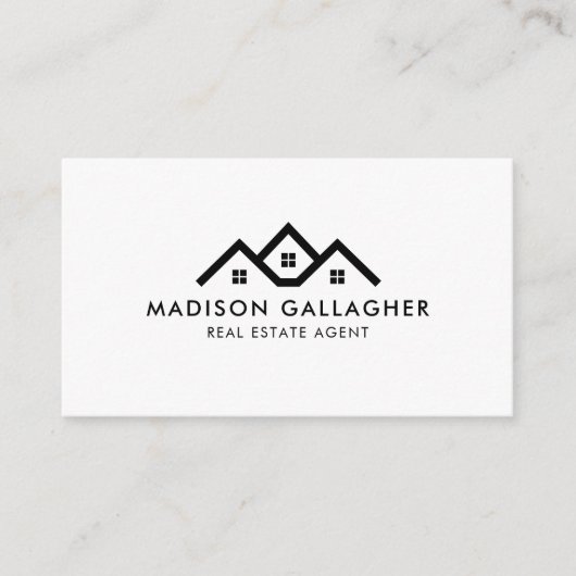 Benutzerdefinierter Dunkelschwarz-Weiß-Real-Anwese Visitenkarte (Vorderseite)