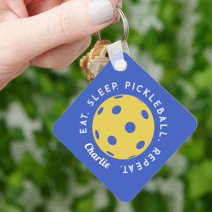 Benutzerdefinierter Eat Sleep Wiederholung Pickleb Schlüsselanhänger
