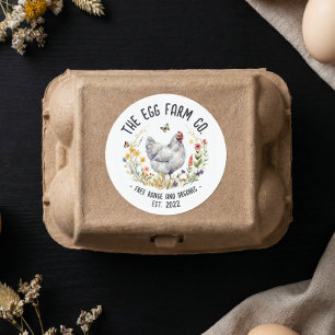 Benutzerdefinierter Eierfarm-Aufkleber Watercolor  Runder Aufkleber