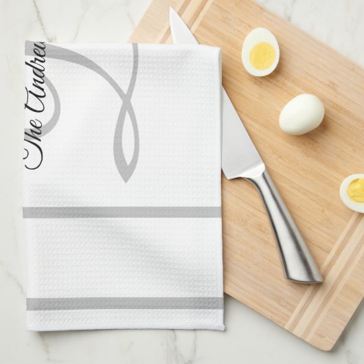 Benutzerdefinierter einfacher, grau-weißer Monogra Geschirrtuch (Viertel Falte)