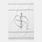 Benutzerdefinierter einfacher, grau-weißer Monogra Geschirrtuch (Vertikal)