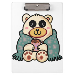 Benutzerdefinierter Eisbär mit Kaffee   Niedliche  Klemmbrett