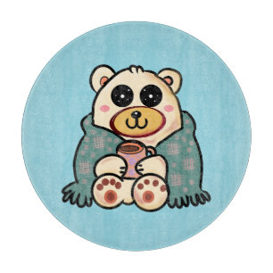 Benutzerdefinierter Eisbär mit Kaffee   Niedliche  Schneidebrett