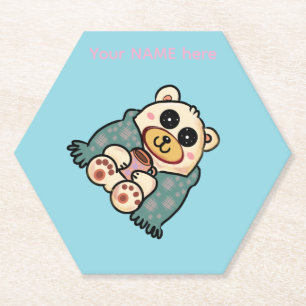 Benutzerdefinierter Eisbär mit Kaffee   Niedliche  Untersetzer