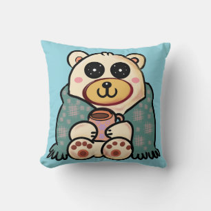 Benutzerdefinierter Eisbär mit Kaffee   Süße Winte Kissen