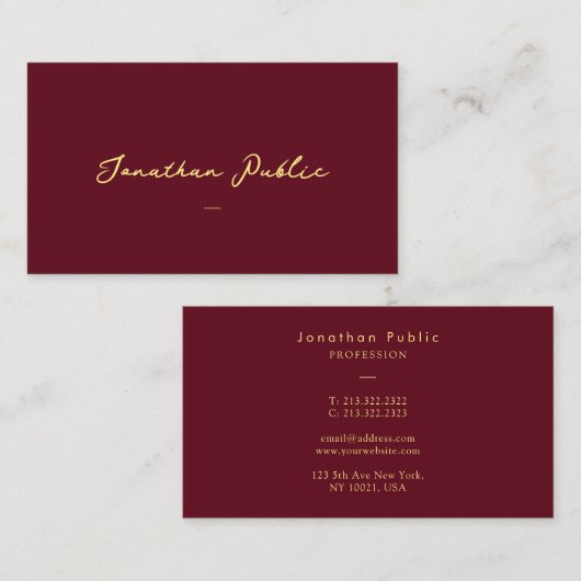 Benutzerdefinierter eleganter Imitat Gold Handgesc Visitenkarte (Vorne/Hinten)