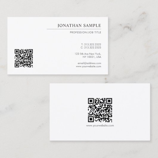 Benutzerdefinierter eleganter, moderner QR-Code Visitenkarte (Vorne/Hinten)