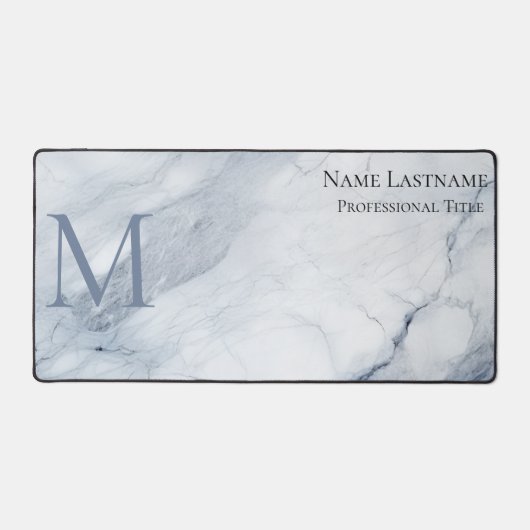 Benutzerdefinierter eleganter Monogram-hellblauer Schreibtischunterlage (Vorderseite)