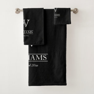 Benutzerdefinierter eleganter Name der Monogram-Fa Badhandtuch Set