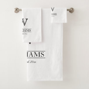 Benutzerdefinierter eleganter Name der Monogram-Fa Badhandtuch Set