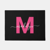Benutzerdefinierter eleganter schwarz-Hot-Pink-Mon Fußmatte (Vorderseite)