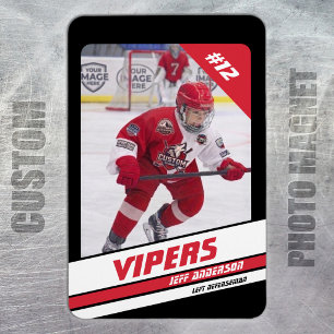 Benutzerdefinierter Elite-Rot-Eishockey-Foto-Magne Magnet