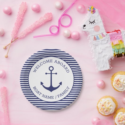 Benutzerdefinierter Empfang An Bord nautischer Ank Pappteller (Party)