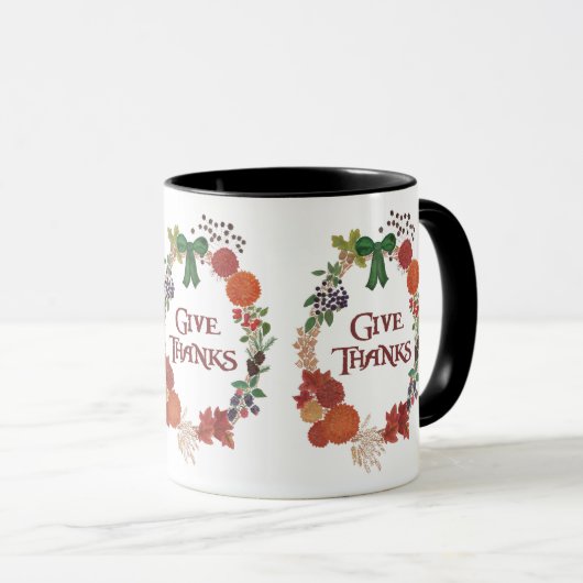 Benutzerdefinierter Erntedank dank Fall Wreath Tasse (VorderseiteRechts)