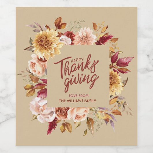 Benutzerdefinierter Erntedank Herbst Weinetikett (Einzelnes Label)