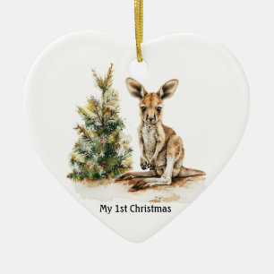 Benutzerdefinierter erster Weihnachtsbaum und Käng Keramik Ornament