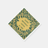 Benutzerdefinierter Eukalyptus Rahmen - Senfgelb Serviette (Ecke)