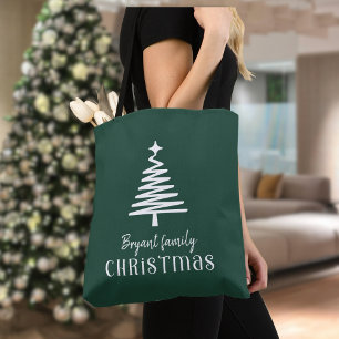 Benutzerdefinierter Familien-Weihnachtsbaum grün  Tasche