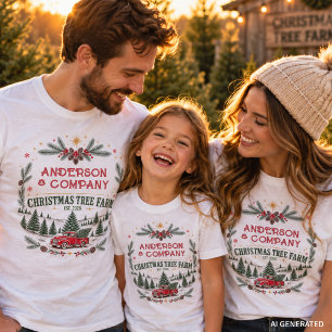 Benutzerdefinierter Familien-Weihnachtsbaumfarm-Na T-Shirt