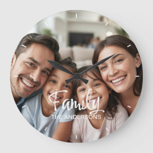 Benutzerdefinierter Familienfoto-Trend-Skriptname Große Wanduhr