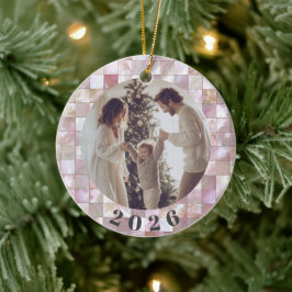 Benutzerdefinierter Familienfoto-Weihnachts-Kerami Keramik Ornament