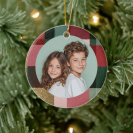 Benutzerdefinierter Familienfoto-Weihnachts-Kerami Keramik Ornament
