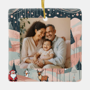 Benutzerdefinierter Familienfoto-Weihnachtsbaumsch Keramikornament