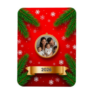 Benutzerdefinierter Familienfoto-Weihnachtsrahmen  Magnet