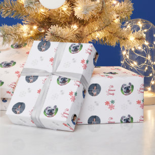 Benutzerdefinierter Familienname & 5 Foto Collage  Geschenkpapier