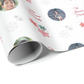 Benutzerdefinierter Familienname & 5 Foto Collage  Geschenkpapier (Rolleneckpunkt)