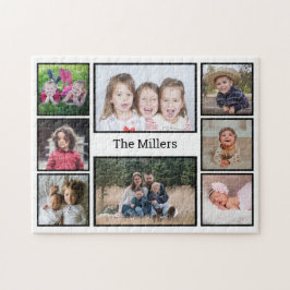 Benutzerdefinierter Familienname 8 FotoCollage Puzzle