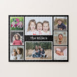 Benutzerdefinierter Familienname 8 FotoCollage Puzzle<br><div class="desc">Ein Foto,  das das Puzzle zusammenklebt und mit 8 Ihrer Lieblingsfotos personalisiert.</div>