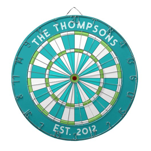 Benutzerdefinierter Familienname Aquamarin Blue Wh Dartscheibe (vorne)