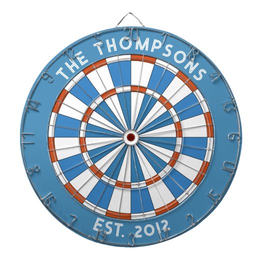 Benutzerdefinierter Familienname Blue White Dartbo Dartscheibe (vorne)