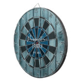 Benutzerdefinierter Familienname Datum Blue Wood Dartscheibe (Vorderseite rechts)