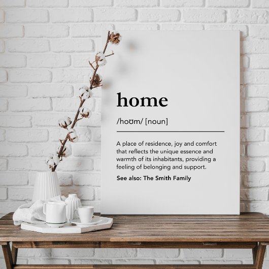Benutzerdefinierter Familienname der Zuhause, schw Leinwanddruck