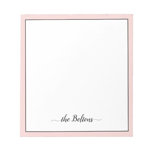 Benutzerdefinierter Familienname Elegantes rosa We Notizblock (Vorderseite)