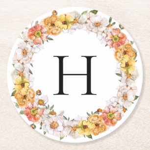 Benutzerdefinierter Familienname Erstmaliger flora Runder Pappuntersetzer