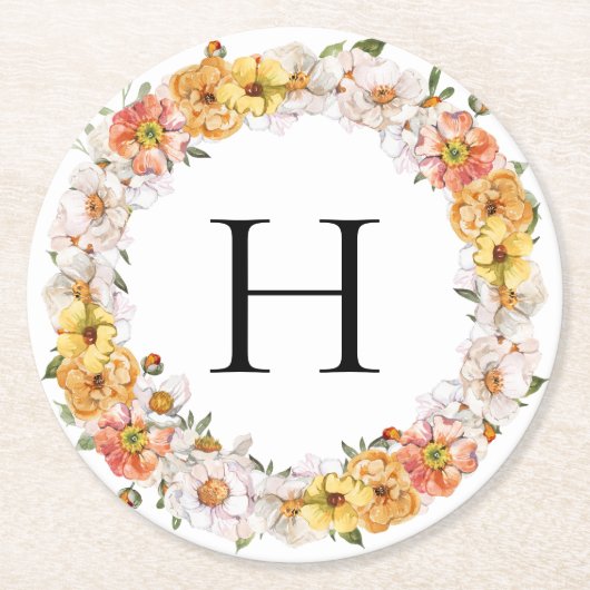 Benutzerdefinierter Familienname Erstmaliger flora Runder Pappuntersetzer (Vorderseite)