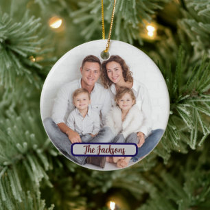 Benutzerdefinierter Familienname-Feiertags-Schmuck Keramik Ornament
