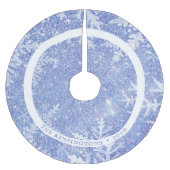 Benutzerdefinierter Familienname mit Blue Snowflak Polyester Weihnachtsbaumdecke (Vorderseite)