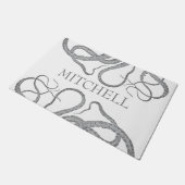 Benutzerdefinierter Familienname nautischer Oktopu Fußmatte (Schrägansicht)