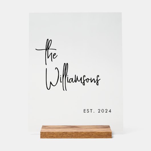 Benutzerdefinierter Familienname Neuauflage Ehedat Acrylschild (Vorderseite)