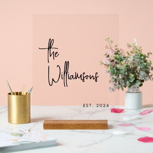 Benutzerdefinierter Familienname Neuauflage Ehedat Acrylschild (Hochzeit)