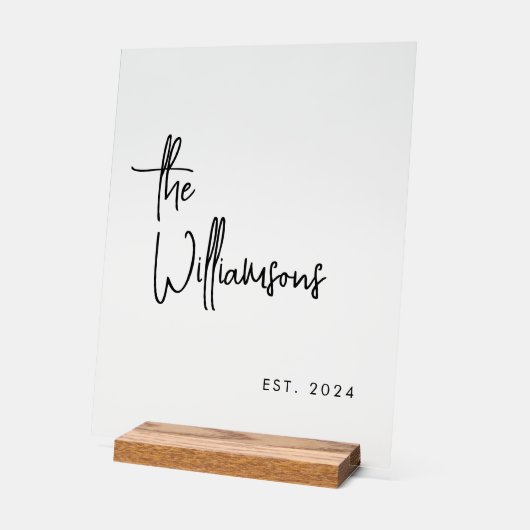 Benutzerdefinierter Familienname Neuauflage Ehedat Acrylschild (Winkel)