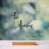 Benutzerdefinierter Familienname Neuauflage Ehedat Acrylschild (Neutral)