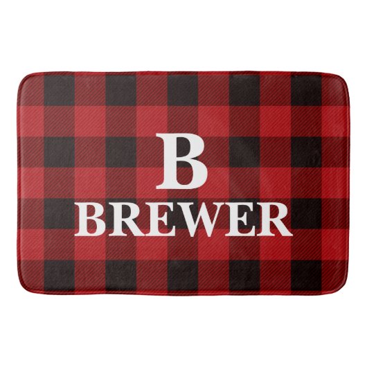 Benutzerdefinierter Familienname Red Tartan Bath M Badematte (Vorderseite)